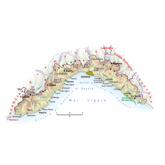 Mappa della regione Liguria